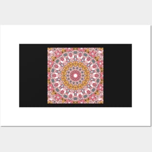 Flower and Hearts valentines and spring Kaleidoscope pattern (Seamless) 15 Posters and Art